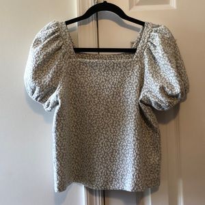 NWT Ann Taylor LOFT Petite Square Neck Puff Sleeve Top Size SP